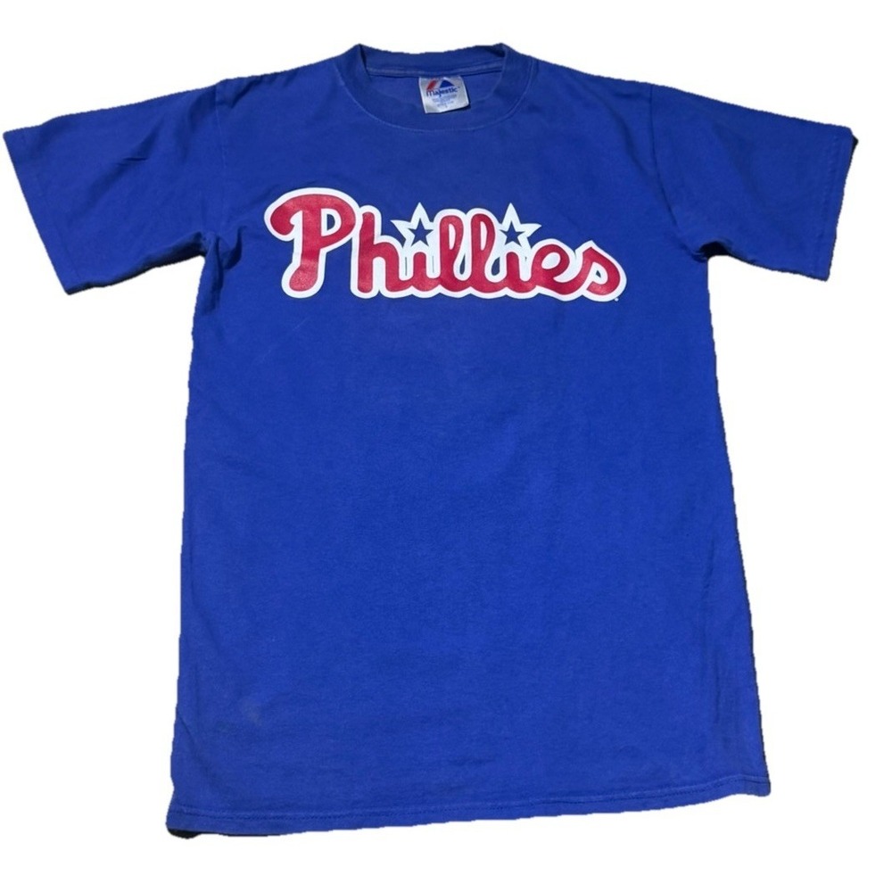 Vintage Phillies Ryan Howard T Shirt Small Blue Majestic‎ MLB Players Tee